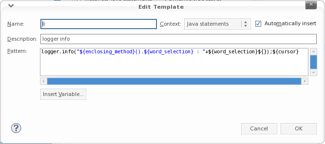 Speedup coding with eclipse editor templates | Knowledge Hunter
